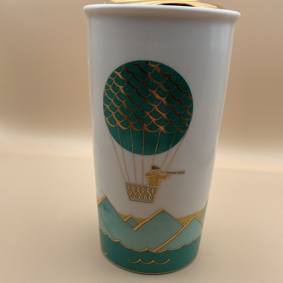 Starbucks 2014 Ceramic Tumbler Hot Air Balloon Holiday Dot Collection 12 ounce - Picture 11 of 14